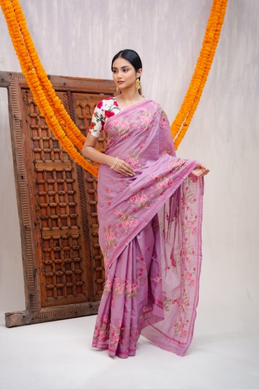 Embroidered Cotton Sari